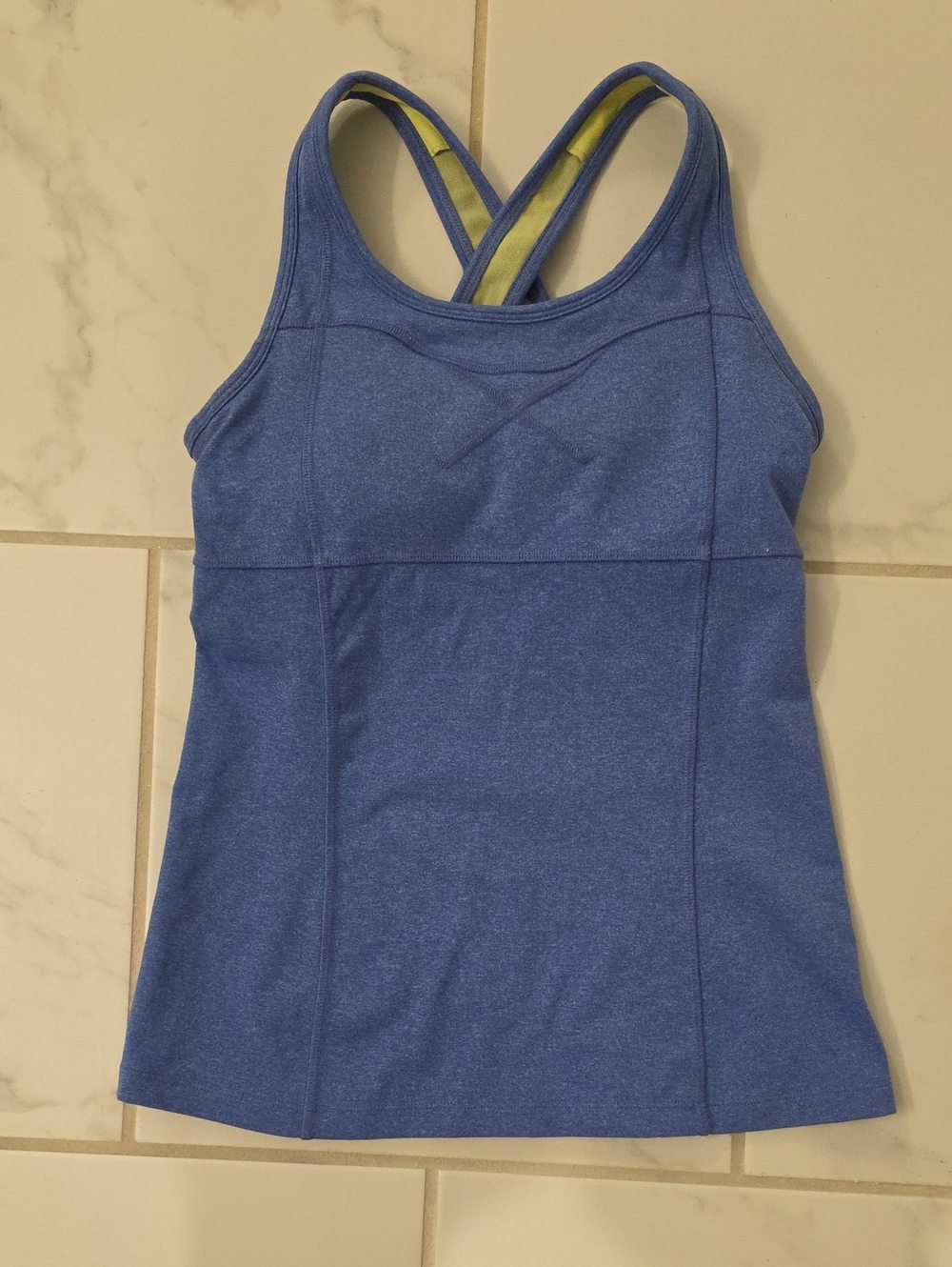 Athleta XS Women’s Blue Crossback Active Tank Top With Light Built In Bra Pads